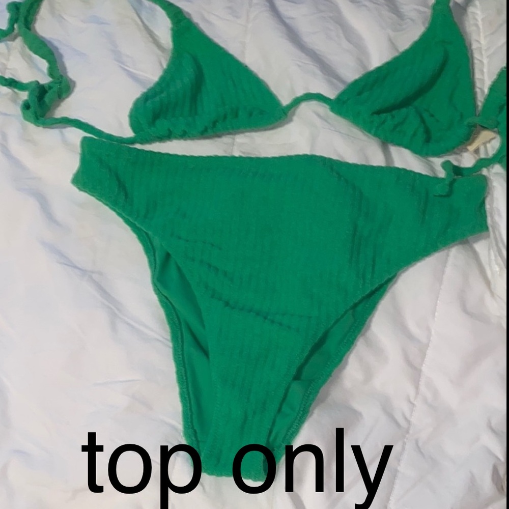 LA Hearts by PACSUN Green Small Bikini Top French Terry soft ribbed texture
